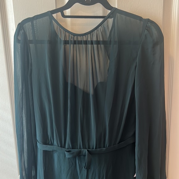 Dessy Collection Long Sleeve Evening Gown in Evergreen, Size 10 - Picture 4 of 7